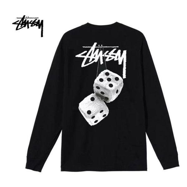 Stussy 西骨子黑八長袖T恤 男女同款 黑/白