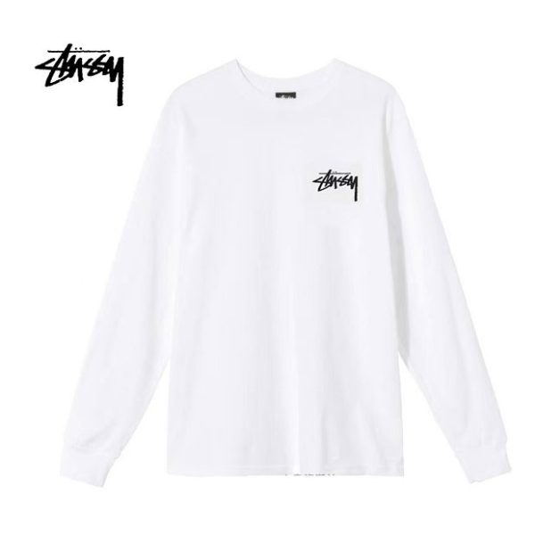 Stussy 西骨子黑八長袖T恤 男女同款 黑/白