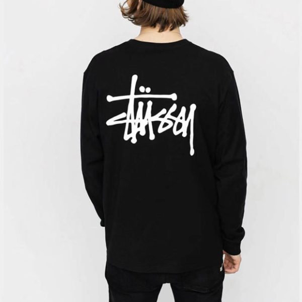 Stussy 經典基礎印花長袖T恤 男女同款 黑色