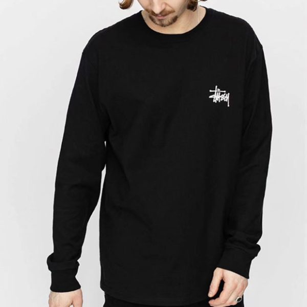 Stussy 經典基礎印花長袖T恤 男女同款 黑色