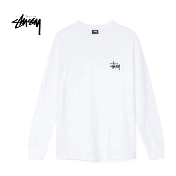 Stussy Basic Tee 基礎印花長袖T恤 男女同款 白色