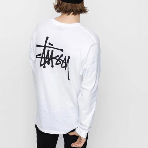 Stussy Basic Tee 基礎印花長袖T恤 男女同款 白色