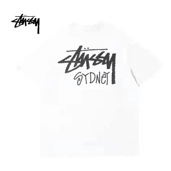 STUSSY 悉尼聯名寬鬆短T恤 男女同款 黑色/白色