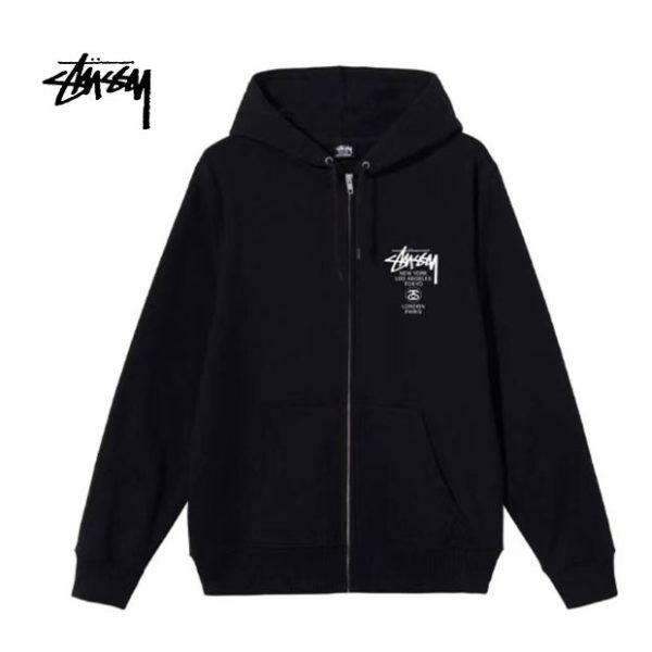 【經典3色】Stussy FW22 Wold Tour Zip Hoodie 世界巡遊系列LOGO拉鏈連帽衛衣 男女同款