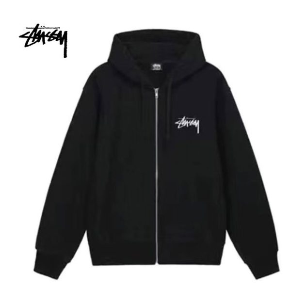 STUSSY斯圖西 復古雕像圖案拉鏈連帽衛衣外套 22秋冬新款男女情侶