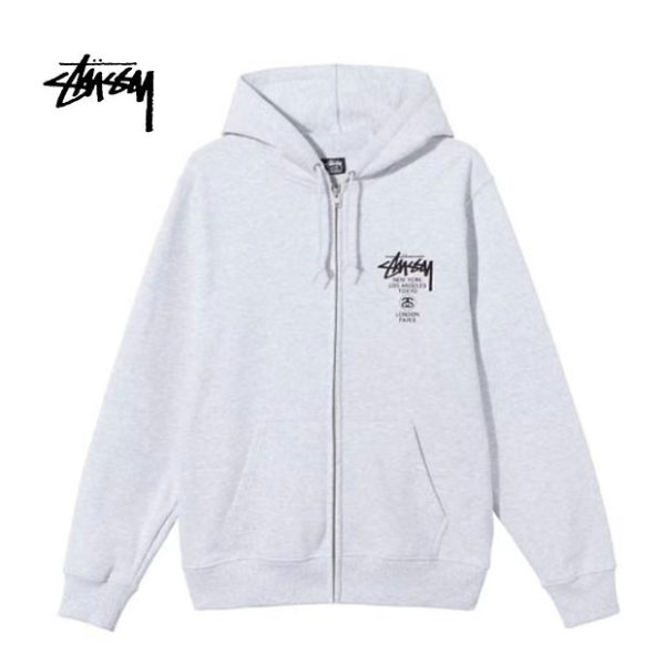 【經典3色】Stussy FW22 Wold Tour Zip Hoodie 世界巡遊系列LOGO拉鏈連帽衛衣 男女同款