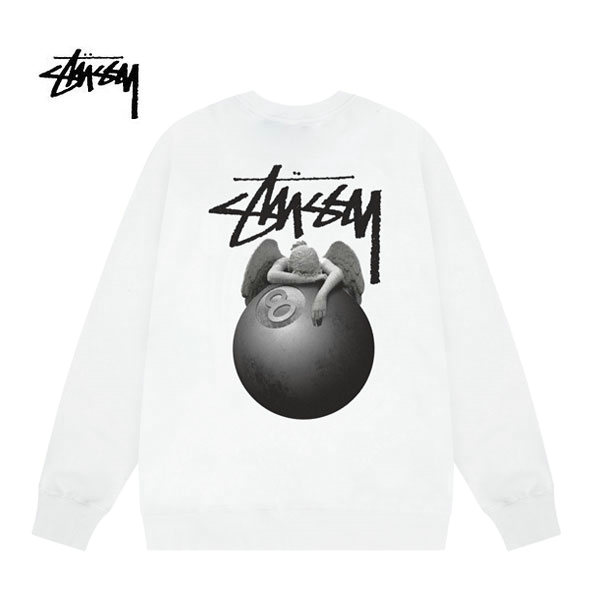 斯图西缩略图2 23 09 6 - Stussy 天使黑球8圖案印花 圓領衛衣 男女同款