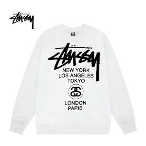 Stussy 經典款世界巡游圖案印花 圓領衛衣 男女同款