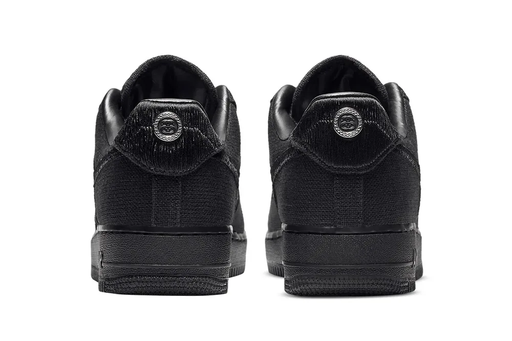 Stussy AF1 純黑色鞋跟
