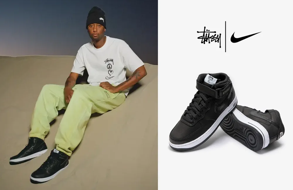 Stussy Air Force 1 Mid Black 官圖 - Air Force 1 Mid Stussy Black 完整官圖曝光！
