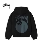 Stussy 經典黑八Logo印花 連帽衛衣 男女同款套頭衫