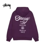 美式潮牌Stussy 經典世界巡遊系列印花 基礎連帽套頭衫