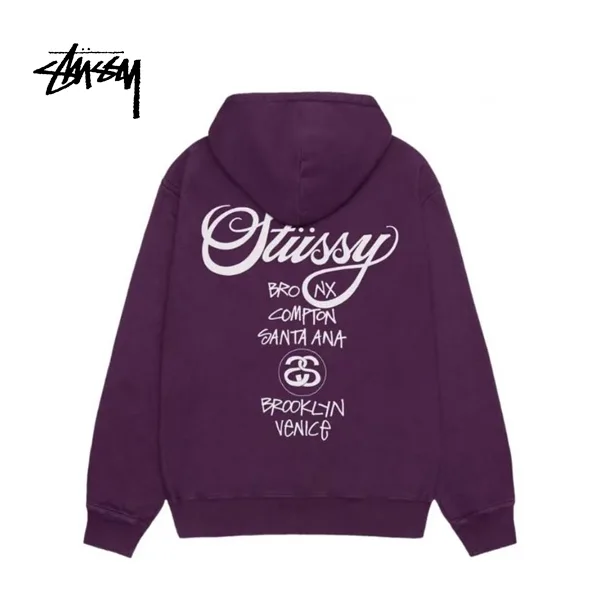 美式潮牌Stussy 經典世界巡遊系列印花 基礎連帽套頭衫 美式潮牌Stussy 經典世界巡遊系列印花 基礎連帽套頭衫